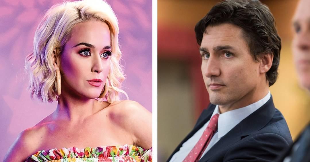 Katy Perry and the former Prime Minister of Canada are seen holding hands